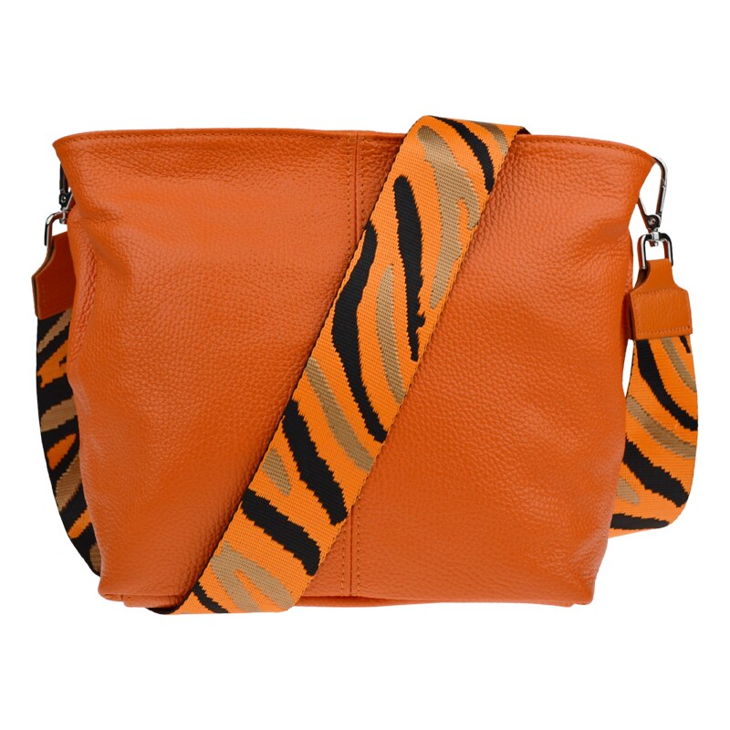 Oranžová kožená italská crossbody kabelka Prisca Arancione s
