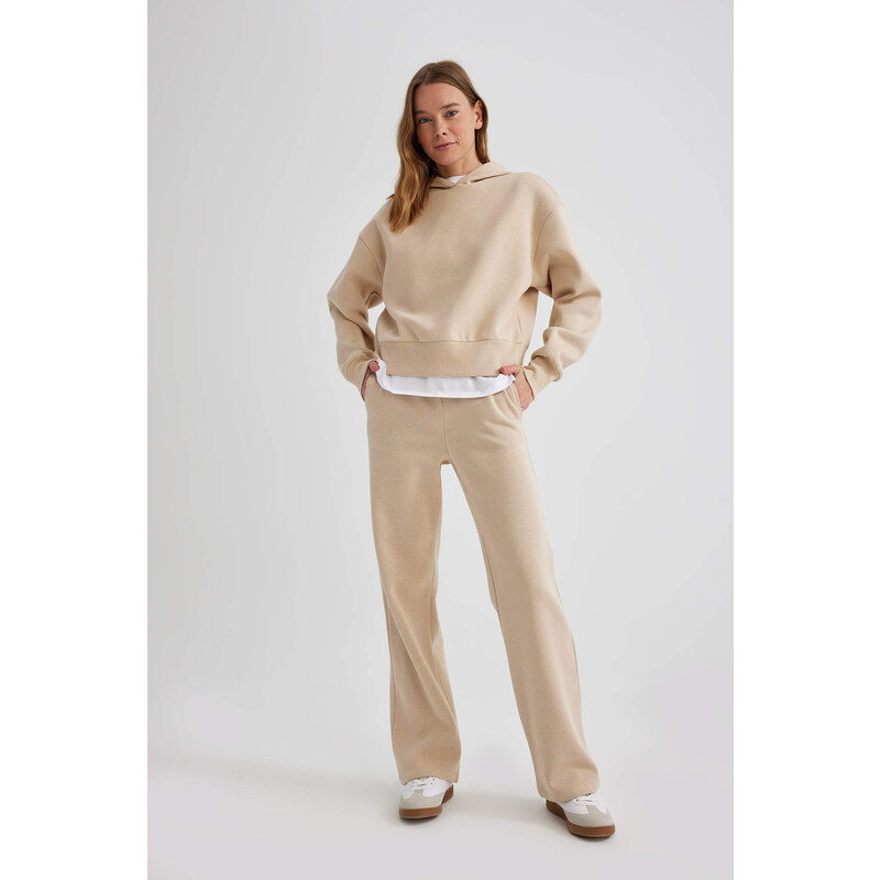 DEFACTO Straight Fit High Waist Thick Sweatpants