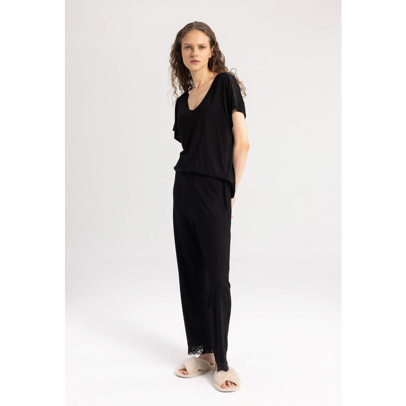 DEFACTO Fall in Love Regular Fit 2 Piece Viscose Pajama Set