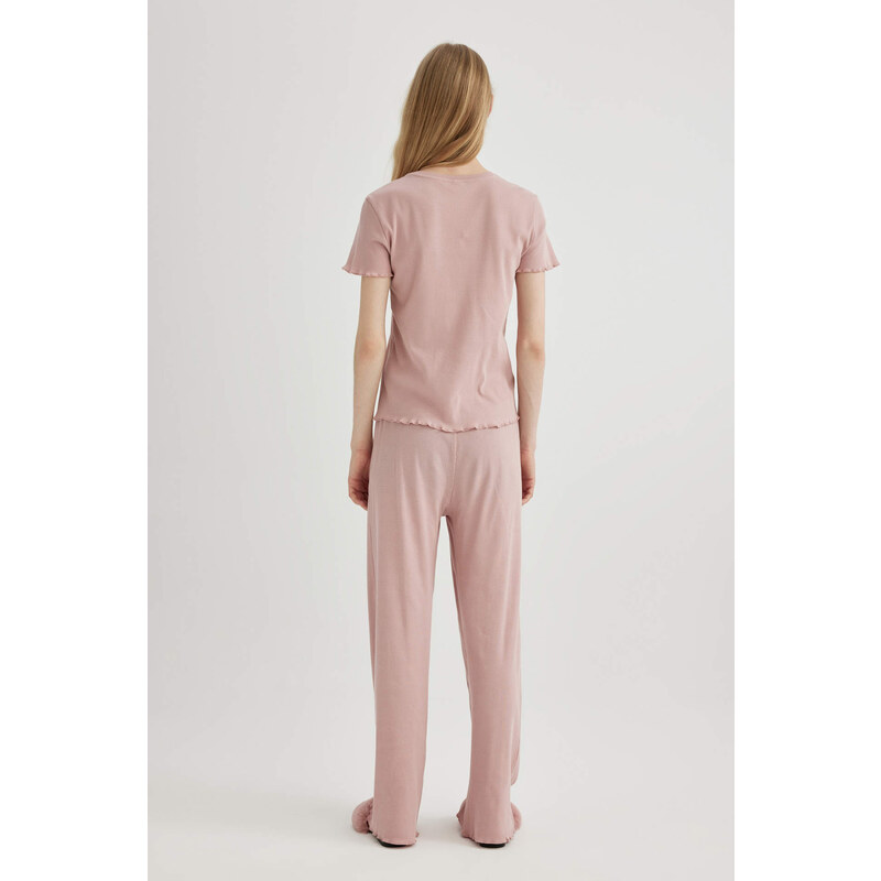 DEFACTO Fall in Love Regular Fit 2 Piece Ribbed Pajama Set