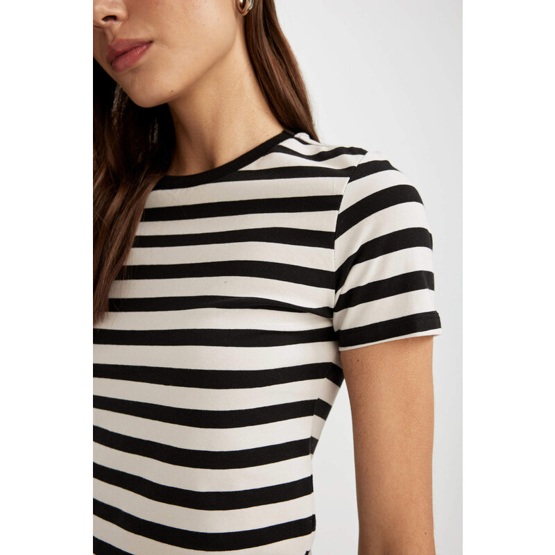 DEFACTO Slim Fit Crew Neck Striped Short Sleeve T-Shirt