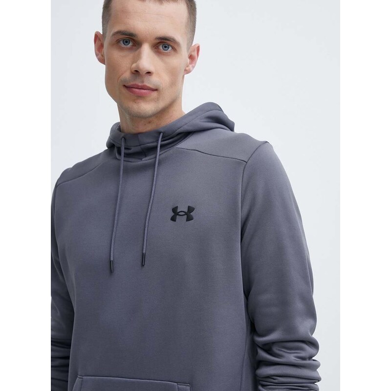 Tepláková mikina Under Armour šedá barva, s kapucí, 1373353