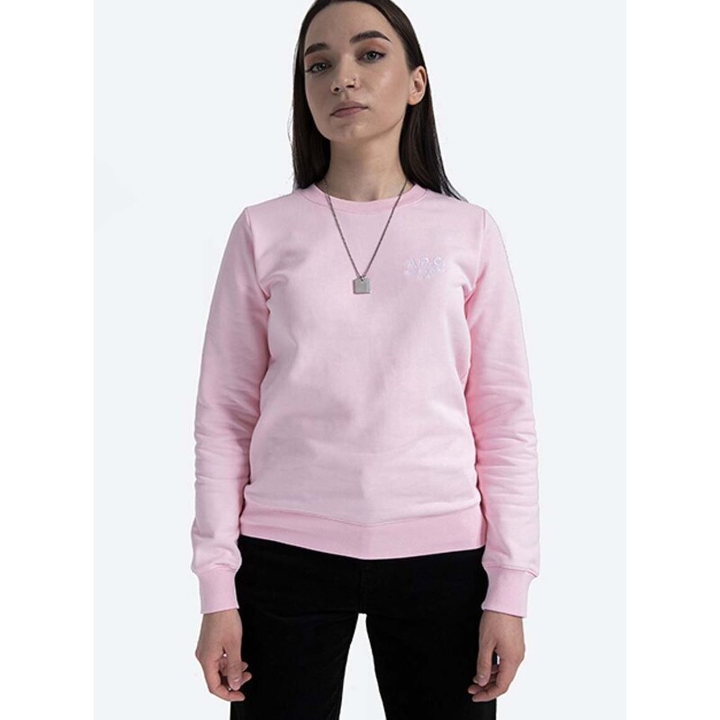 Bavlněná mikina A.P.C. Sweat Skye COEBH-F27700 MARINE dámská, růžová barva, s aplikací