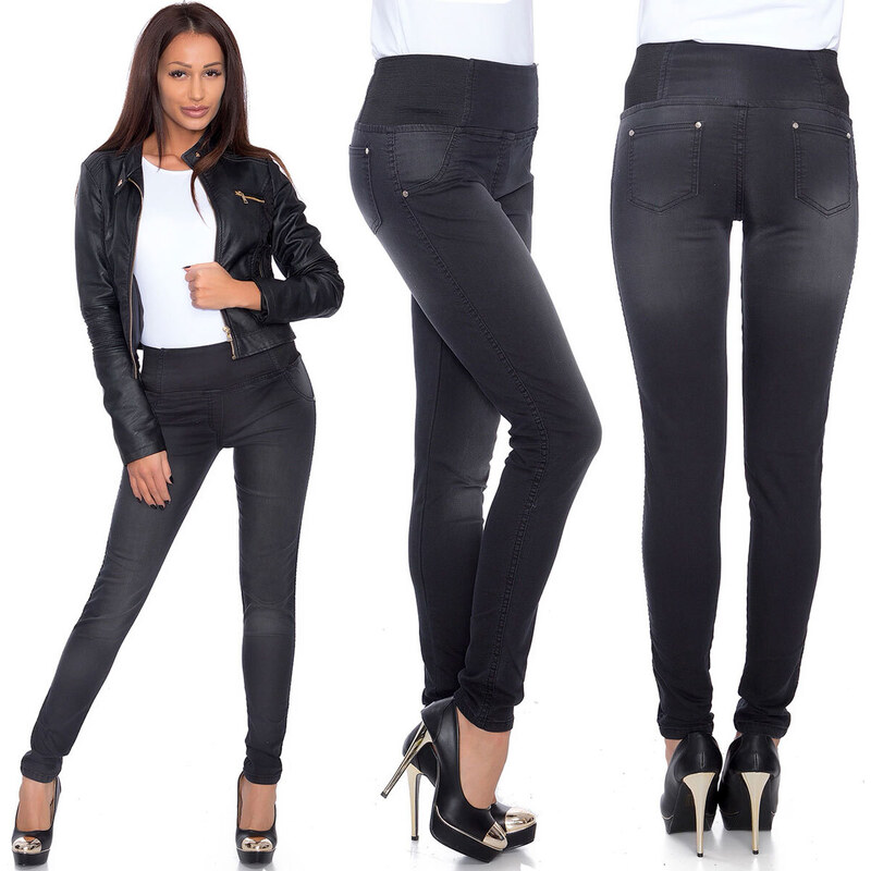 Fashionweek Kalhoty legíny Jeans slim fit skinny s vysokým sedem TC557 32565418