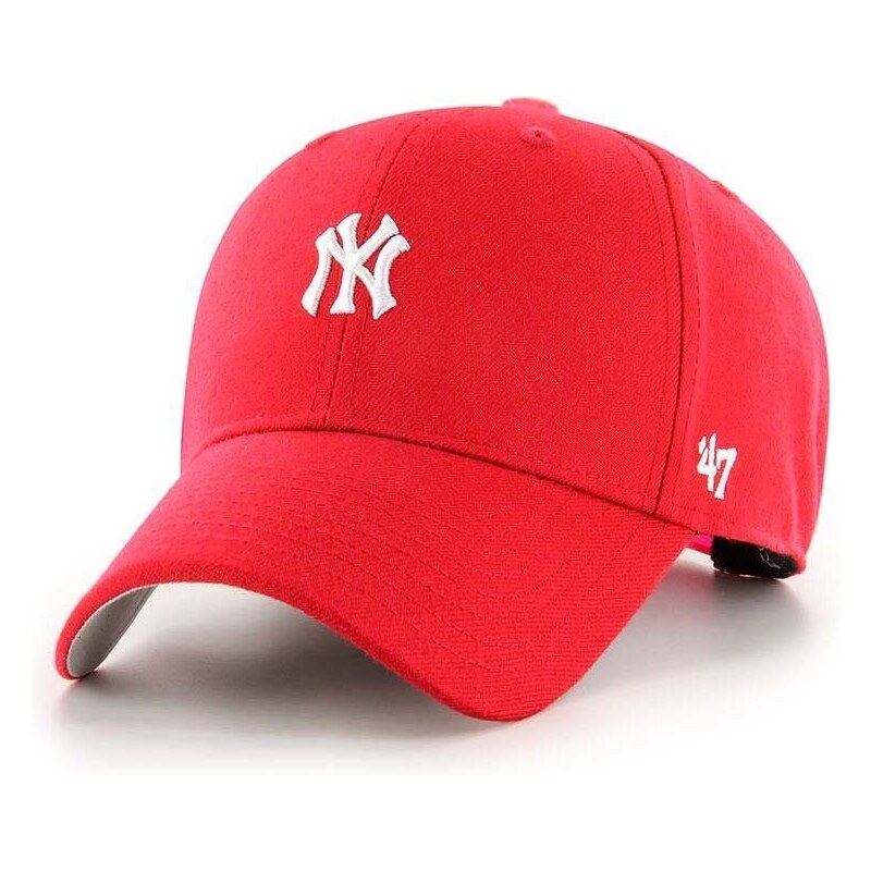 Bavlněná baseballová čepice 47brand MLB New York Yankees červená barva, s aplikací, B-BRMPS17WBP-RD