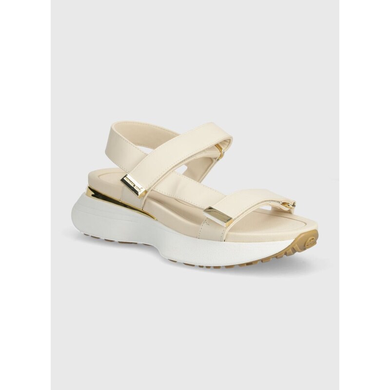 Kožené sandály MICHAEL Michael Kors Ari dámské, béžová barva, na platformě, 43S4ARFA1L