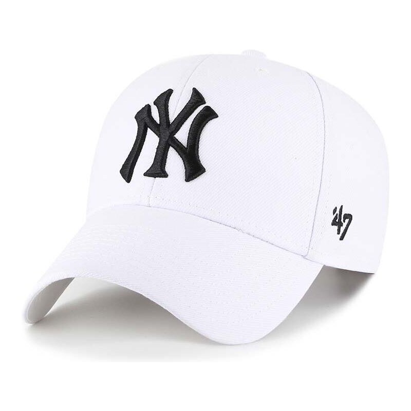 Čepice s vlněnou směsí 47brand MLB New York Yankees bílá barva, s aplikací, B-MVPSP17WBP-WHM