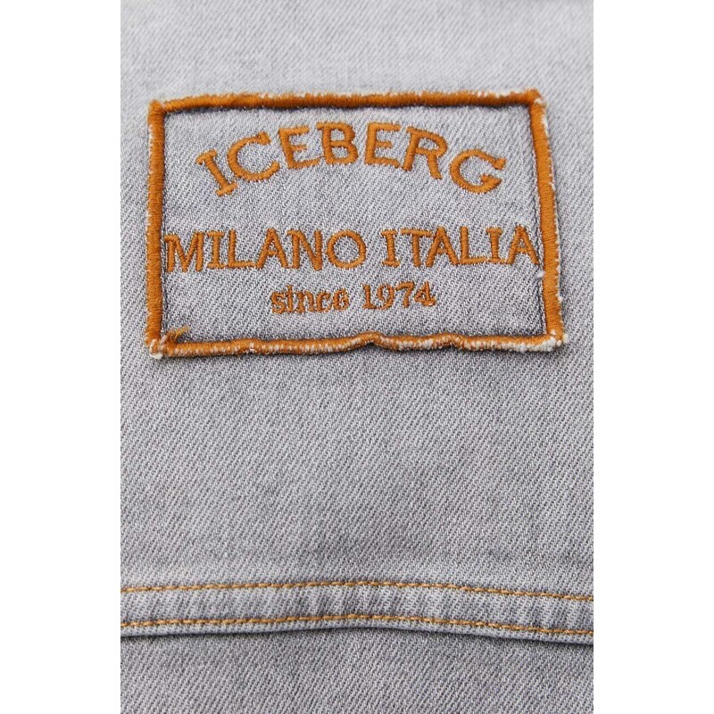 Džínová bunda Iceberg pánská, šedá barva, přechodná, oversize