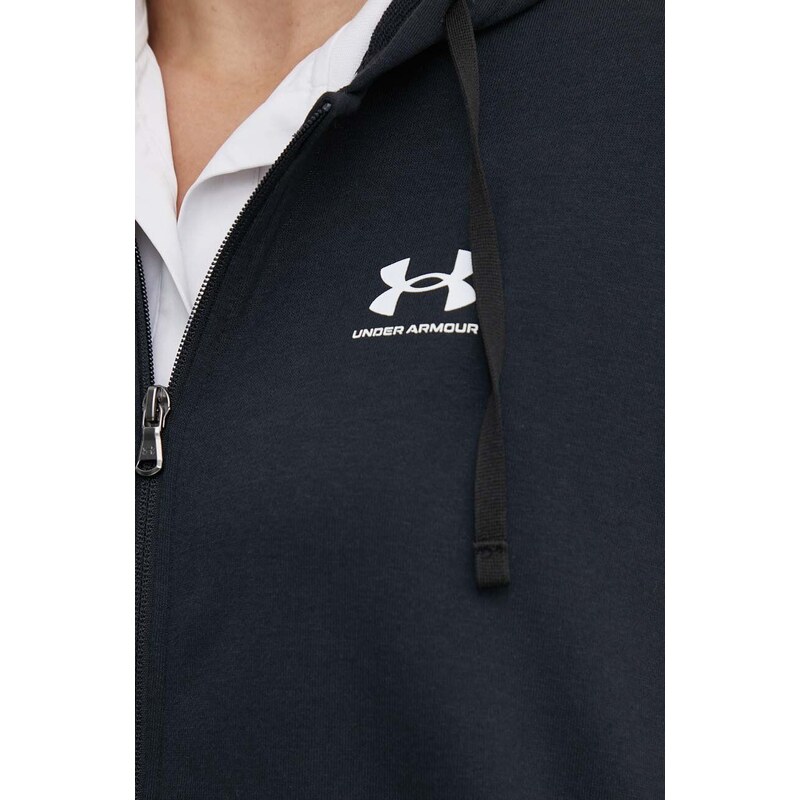 Mikina Under Armour dámská, černá barva, s kapucí, hladká