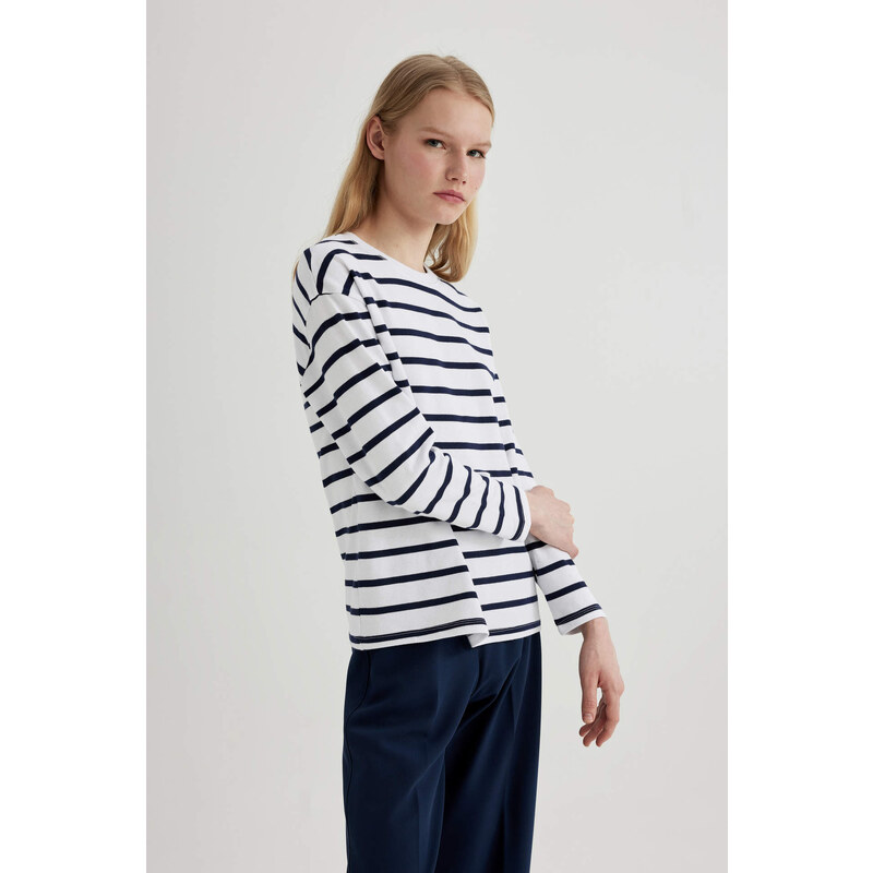 DEFACTO Regular Fit Striped Long Sleeve T-Shirt