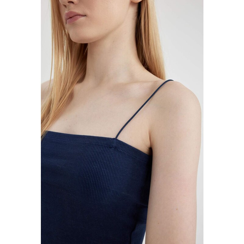 DEFACTO Fitted Ribbed Camisole Washed Faded Effect Undershirt