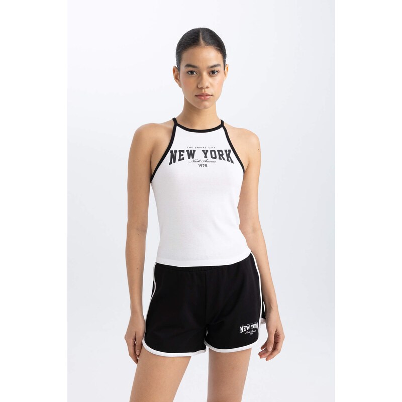 DEFACTO Crop Top Ribana Crew Neck Sleeveless Undershirt