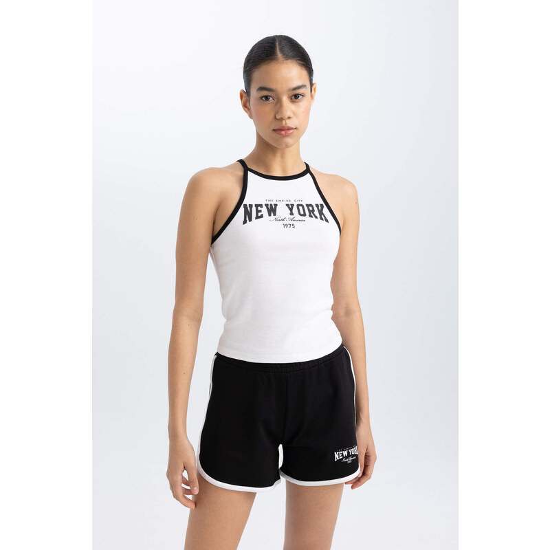 DEFACTO Crop Top Ribana Crew Neck Sleeveless Undershirt