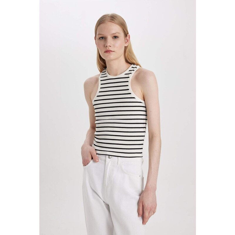 DEFACTO Slim Fit Striped Camisole Halter Collar Sleeveless Undershirt