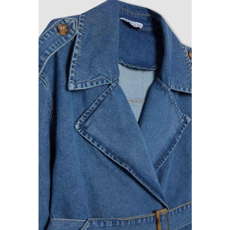 DEFACTO Belted Long Jean Jacket