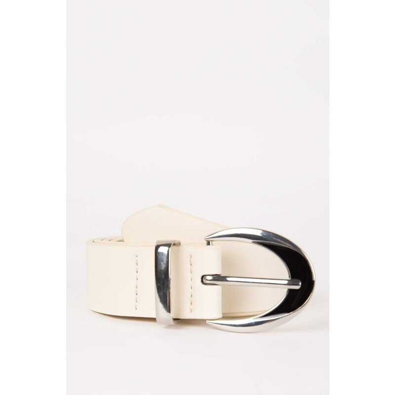 DEFACTO Woman Oval Buckle Faux Leather Classic Belt