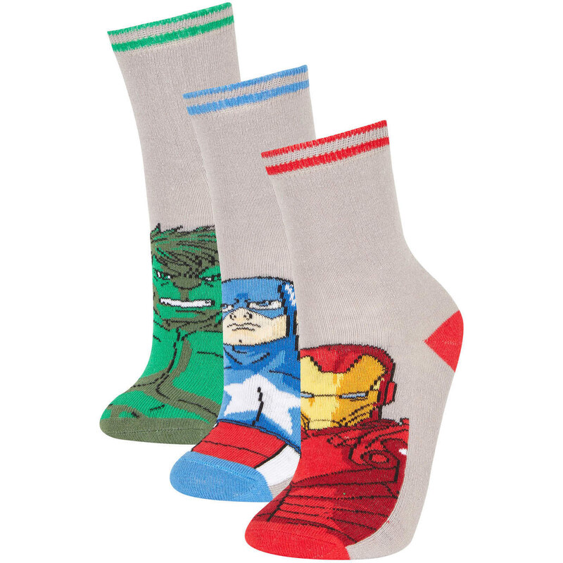 DEFACTO Boy Marvel Avengers 3 Piece Cotton Long Socks