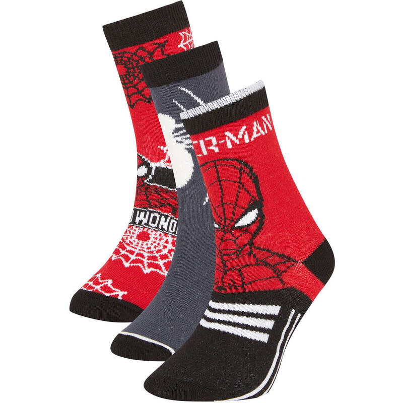 DEFACTO Boy Marvel Spiderman 3 Piece Cotton Long Socks