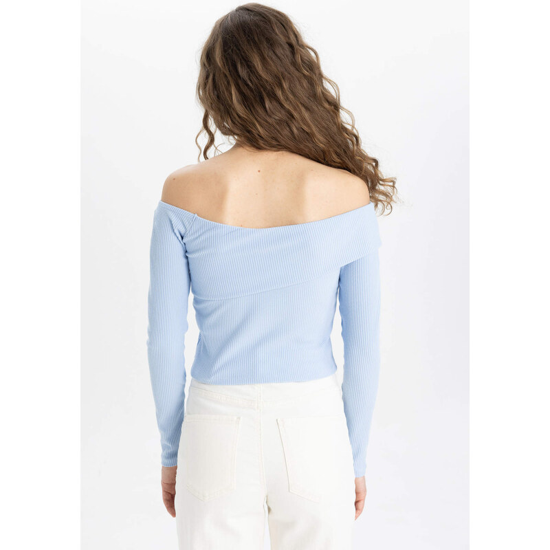 DEFACTO Slim Fit Off Shoulder Camisole Long Sleeve T-Shirt