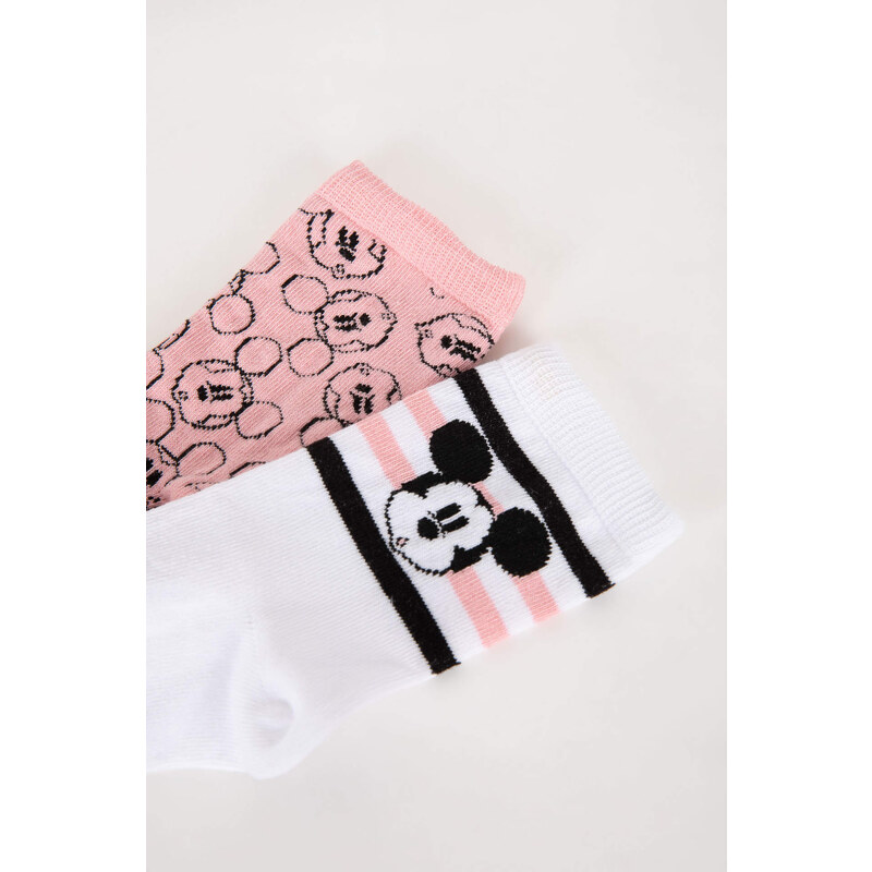 DEFACTO Girl Disney Mickey & Minnie 2 Piece Cotton Long Socks