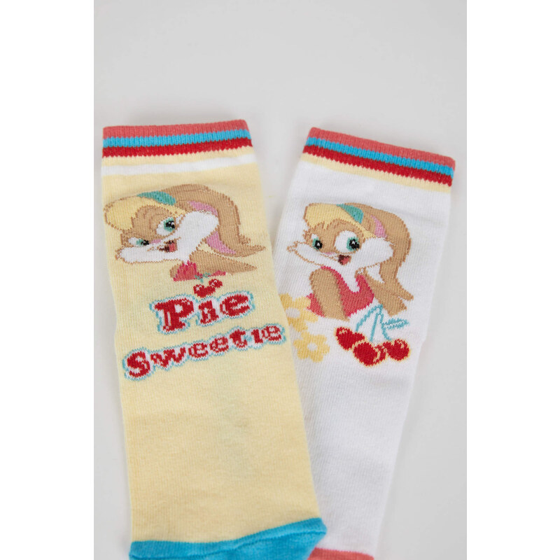 DEFACTO Girls' Looney Tunes Licensed Cotton 2-piece Long Socks