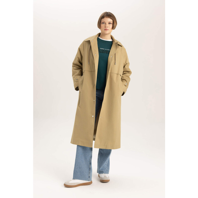 DEFACTO Relax Fit Hooded Trench Coat