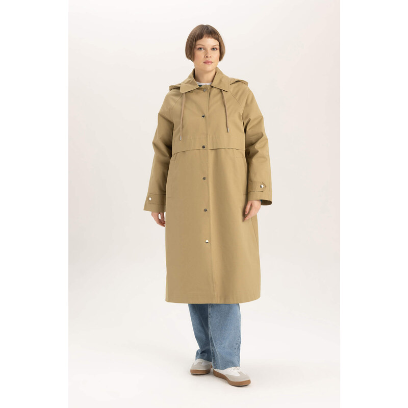 DEFACTO Relax Fit Hooded Trench Coat