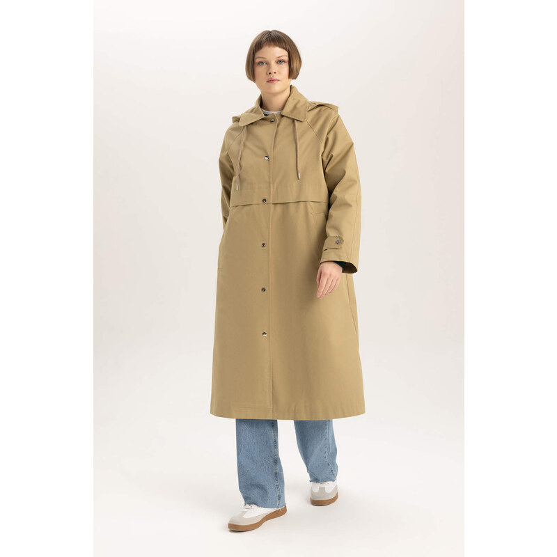 DEFACTO Relax Fit Hooded Trench Coat