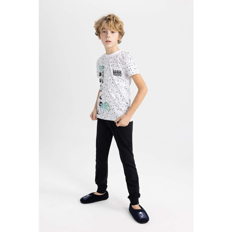 DEFACTO Boy Printed Short Sleeve 2 Piece Pajama Set