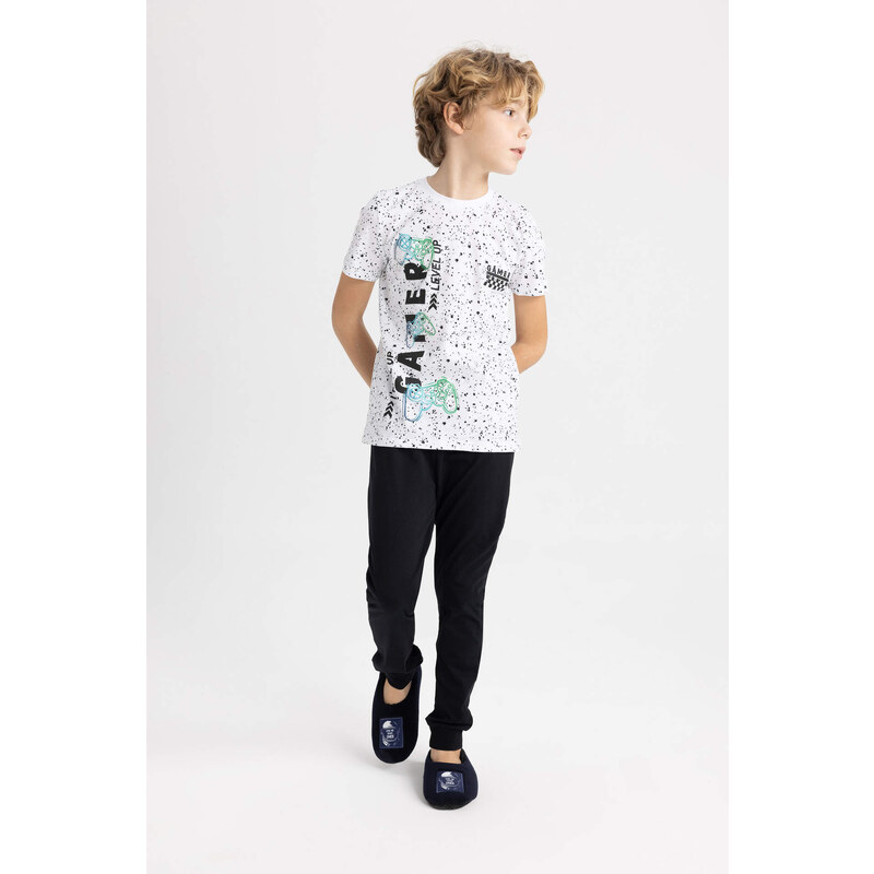 DEFACTO Boy Printed Short Sleeve 2 Piece Pajama Set