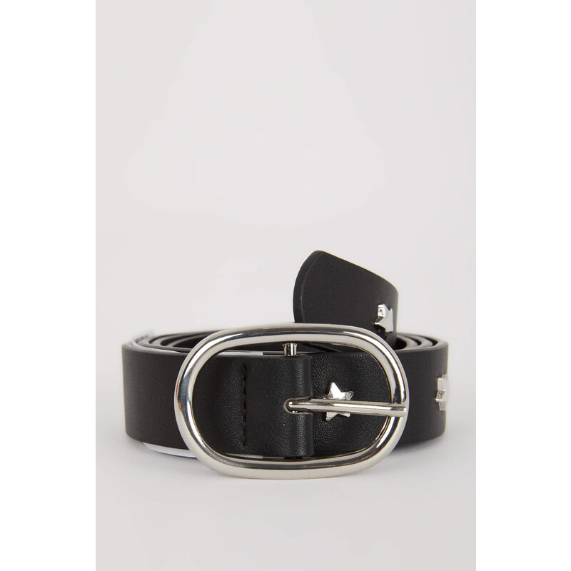 DEFACTO Woman Oval Buckle Faux Leather Classic Belt