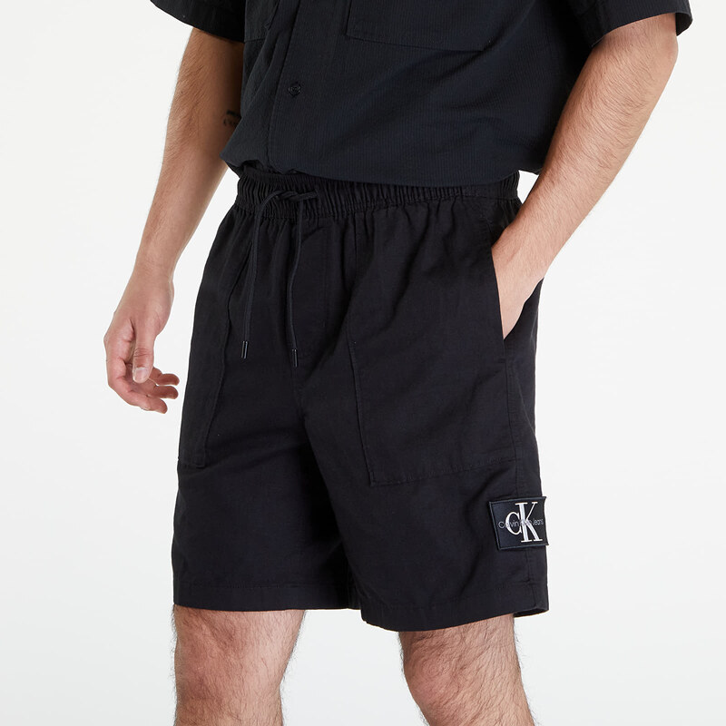 Pánské kraťasy Calvin Klein Jeans Linen Shorts Black