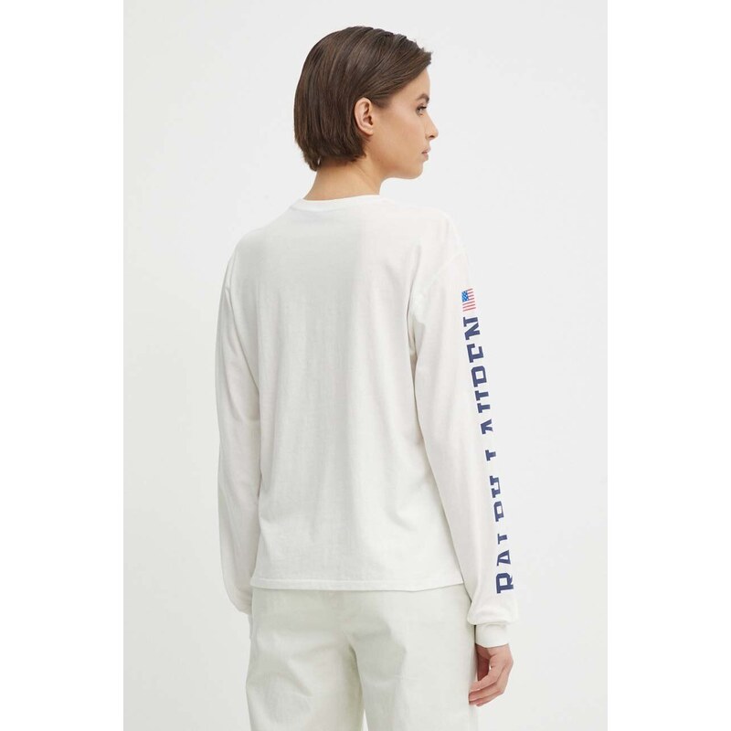 Bavlněné tričko s dlouhým rukávem Polo Ralph Lauren béžová barva, 211935596