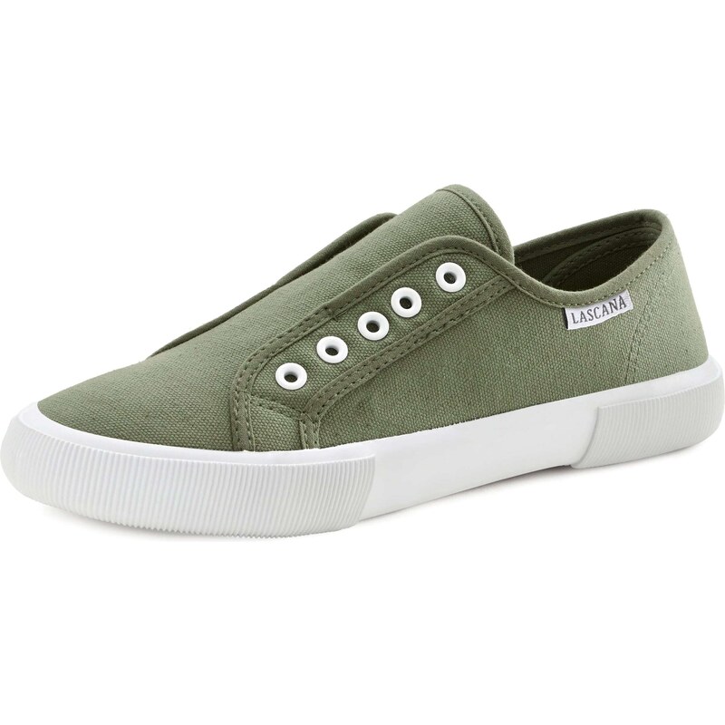LASCANA Slip on boty olivová