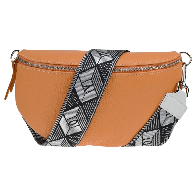 Oranžová kožená italská crossbody kabelka Reni Grande Arancio s