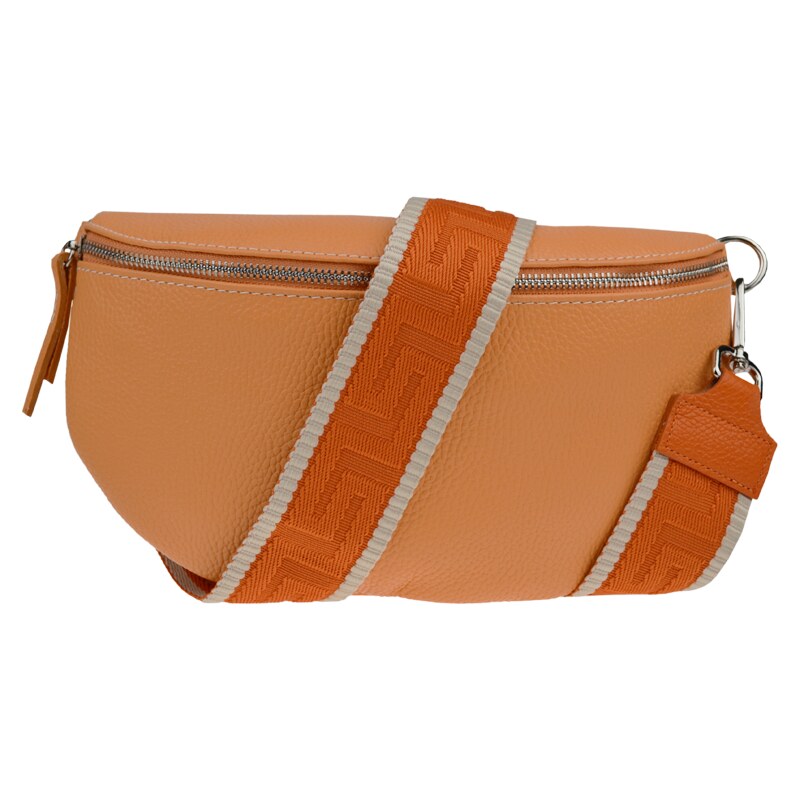 NovaKabelka.cz Kožená kabelka crossbody Reni Grande Arancio s přídavným popruhem IV oranžová