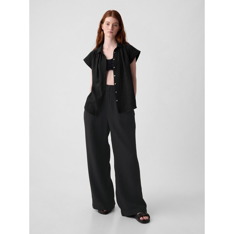 GAP Mušelínové kalhoty wide leg - Dámské