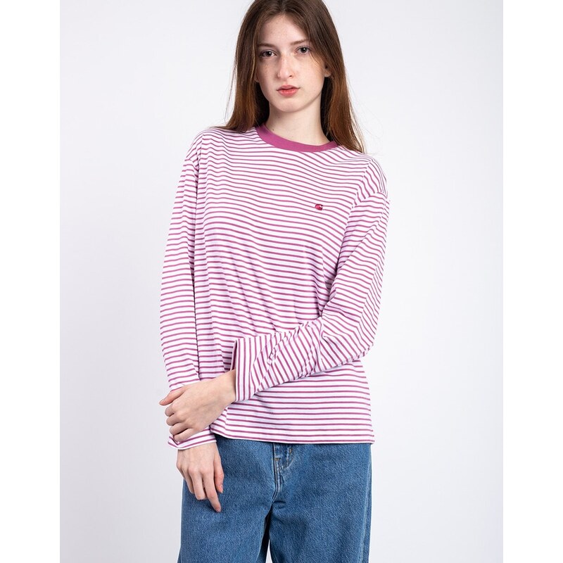 Carhartt WIP W' L/S Coleen T-Shirt Coleen Stripe, White / Magenta