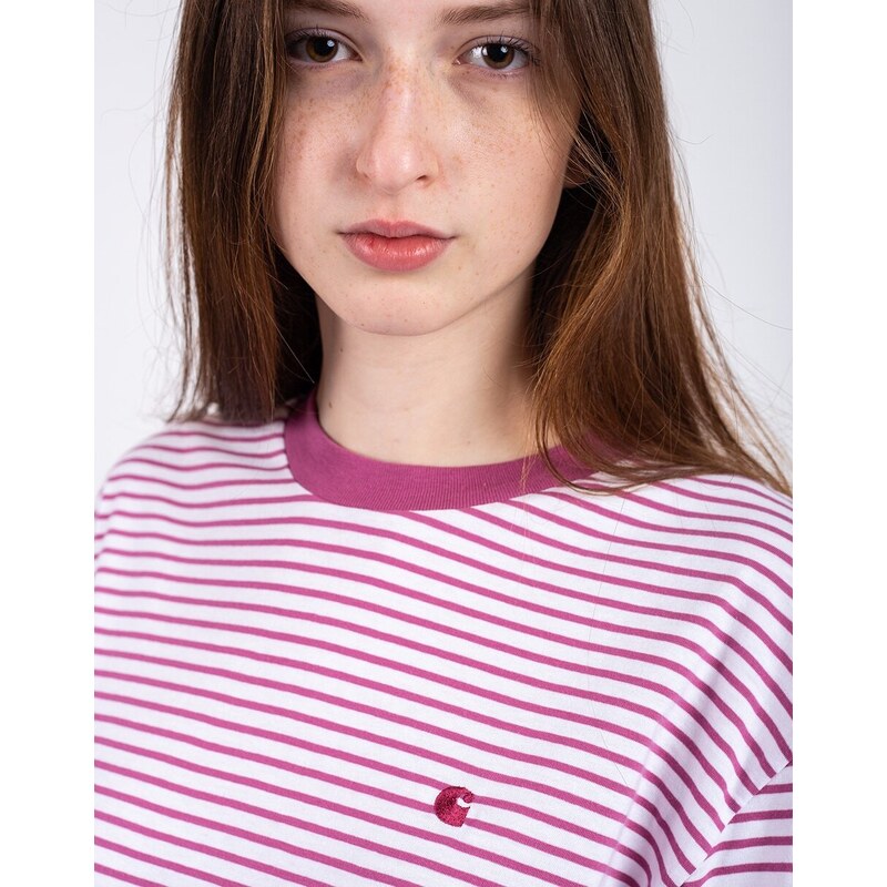 Carhartt WIP W' L/S Coleen T-Shirt Coleen Stripe, White / Magenta