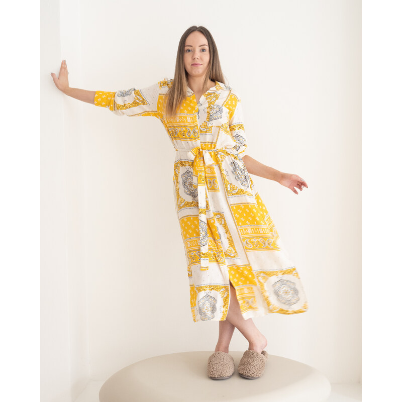 DKNY dámské šaty se vzorem - žluté