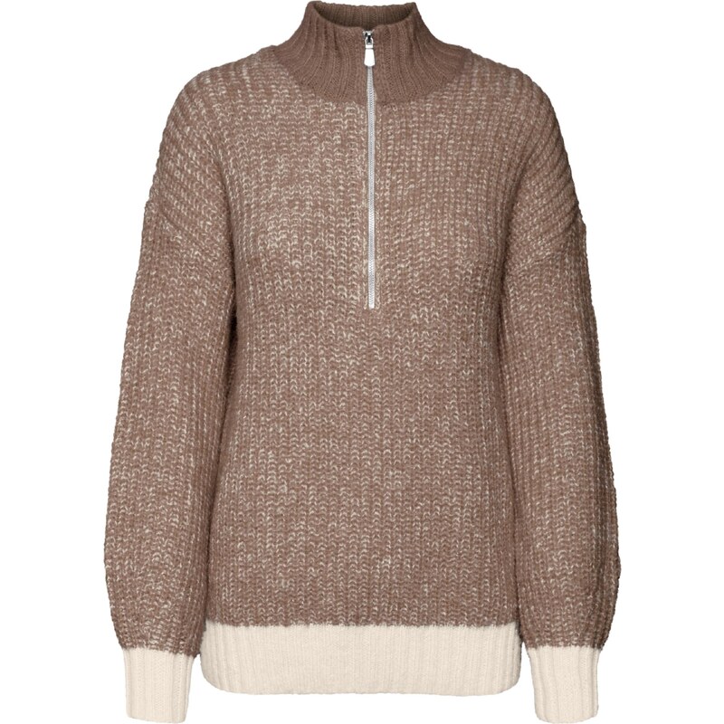 VERO MODA Svetr CHIARA béžová / hnědá
