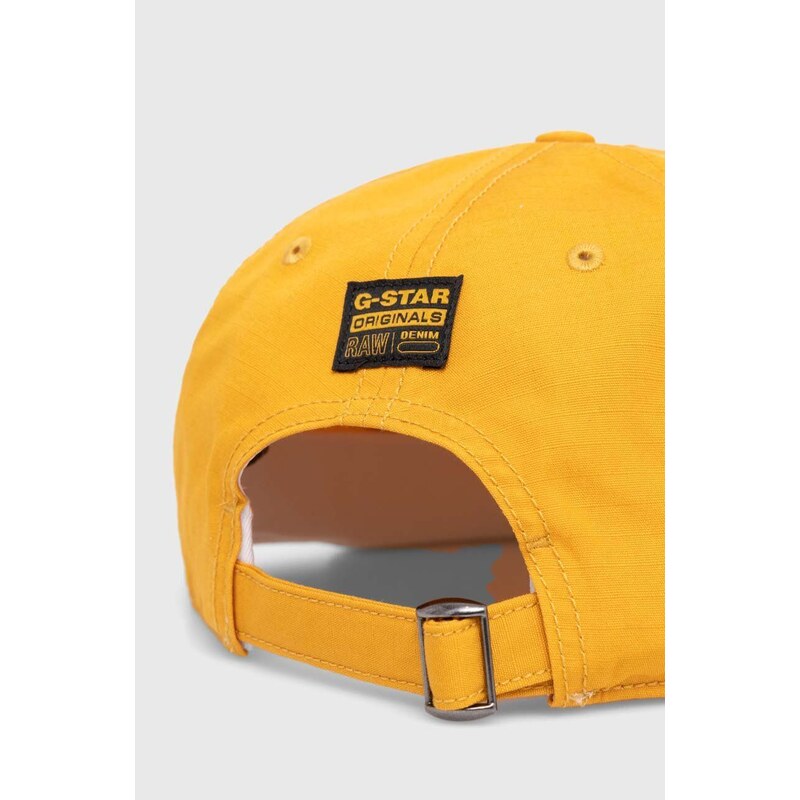 Bavlněná baseballová čepice G-Star Raw žlutá barva, s aplikací