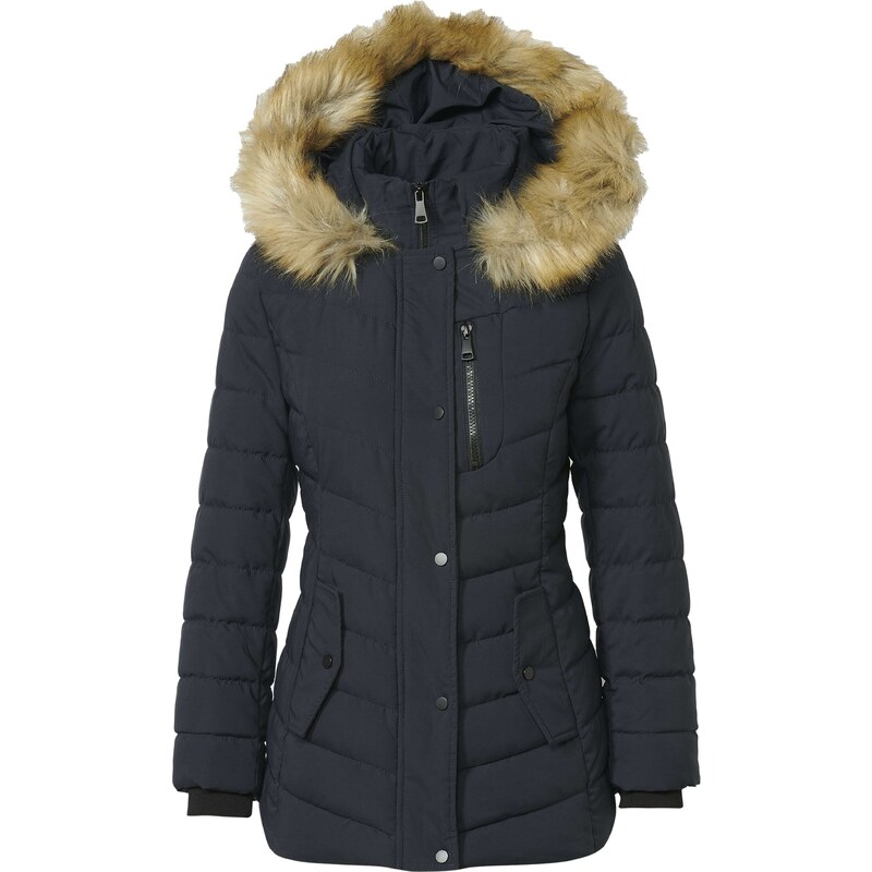 KOROSHI Zimní parka námořnická modř / tmavě modrá / světle hnědá