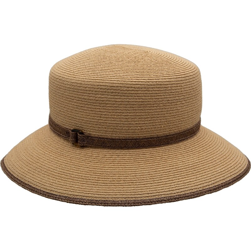 Luxusní dámský nemačkavý béžový klobouk Fedora - ručně šitý, UV faktor 80 - Mayser eileen