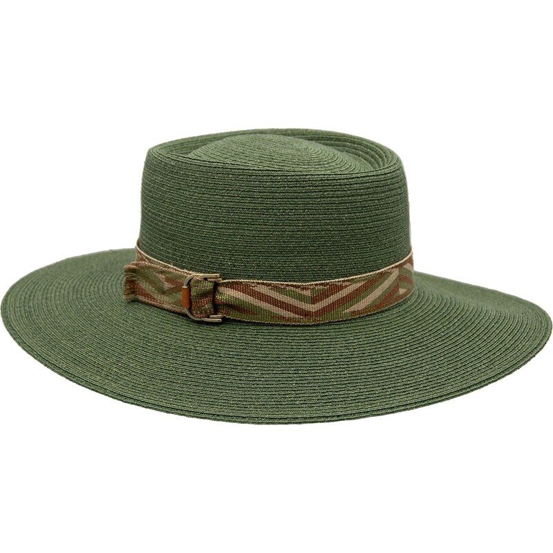 Letní zelený dámský klobouk - porkpie s širší krempou - Mayser - UV faktor 80 - Mayser Astrid