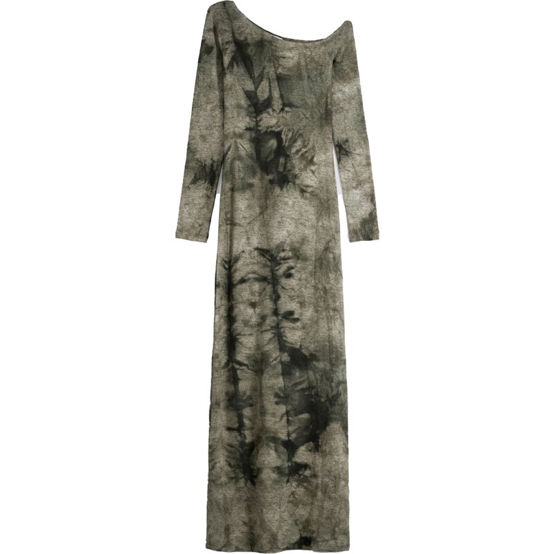 Bershka Šaty béžová / khaki / černá