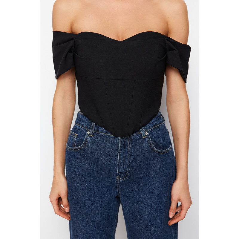 Trendyol Black Carmen Collar Bustier