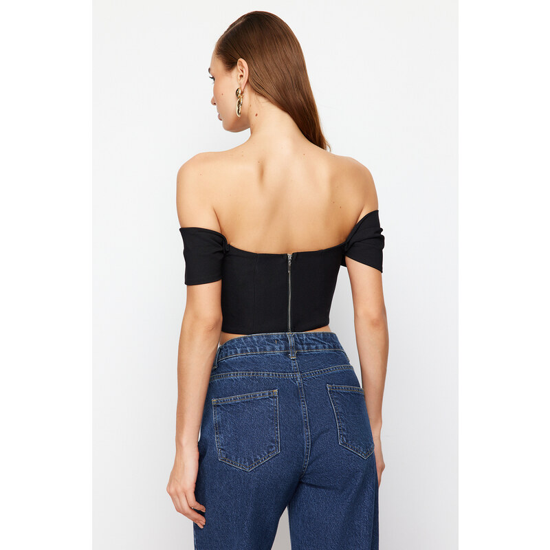 Trendyol Black Carmen Collar Bustier