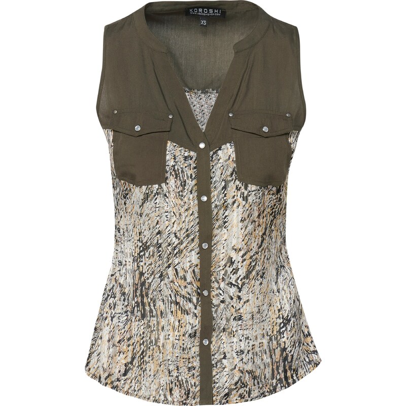 KOROSHI Halenka písková / čokoládová / khaki / černá / bílá 111246358