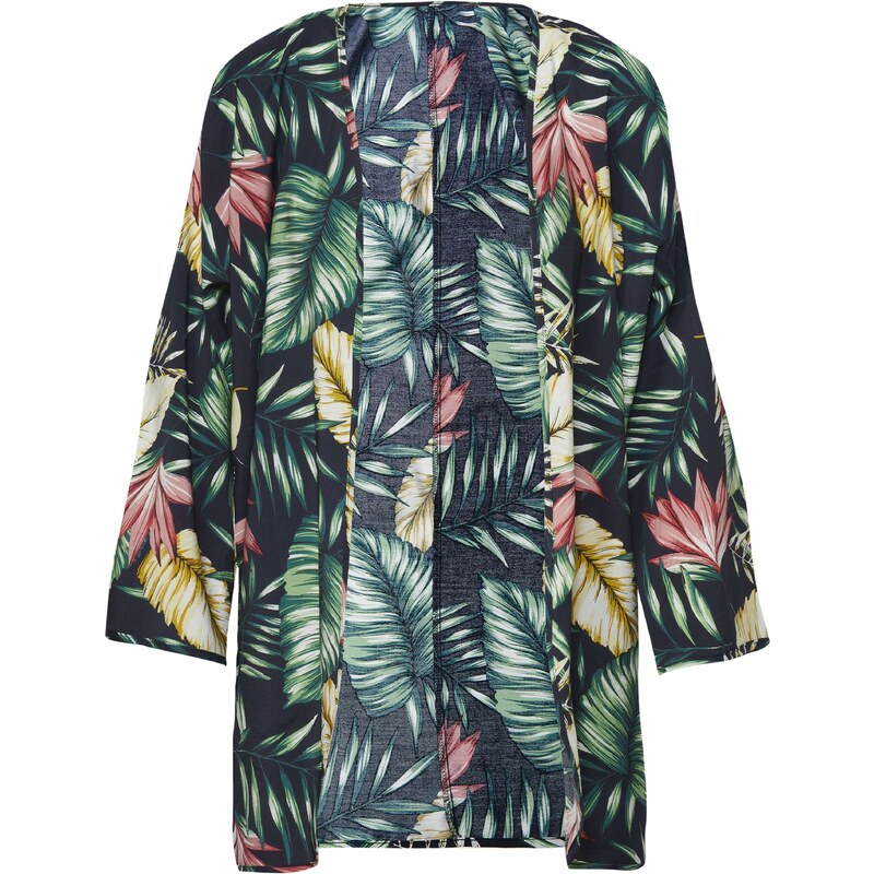 KOROSHI Kimono hořčicová / zelená / pink / černá